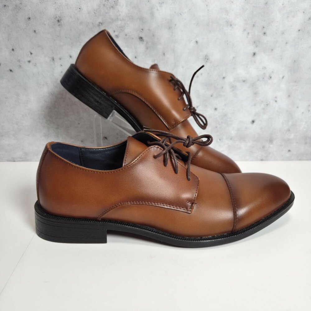 Joseph Abboud Matteo Tan Leather Oxford Dress Shoes Mens 8.5 Memory Foam
